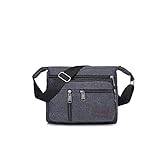 jonam Man väska Män Canvas Shoulder Bags Casual Tote Travel Men's Crossbody Bag Luxury Messenger Bags Fashion Handväska (Color : Schwarz)
