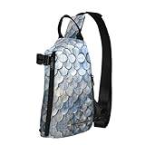 JBYJBX fisk tryck över kroppen ryggsäck casual sling väska resa lätt, justerbar korsväska, Silver fiskskala1, One Size