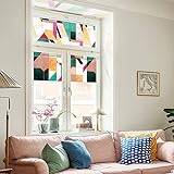 neukids fönsterfolie geometriskt mönster statiskt självhäftande insynsskyddande film dubbelsidig färgglad mönster fönsterfolie sovrum vardagsrum kök badrum kontor glasdörrar dekorativ film 30 x 310 cm