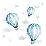 Little Deco DL540 varmluftsballonger väggklistermärke 68 x 34 cm (B x H) moln stjärnor barnrum pojkar väggklistermärke flickrum babyrum flickor pojkar bilder