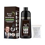 Black Hair Shampoo Dye, Black Color For Men Woman, Instant Hair Blackening Dye Hair Dye Shampoo, Hair Darkening Black Shampoo, To Cover Gray- White Hair, Easy To Use-Quick and Easy (Brown)