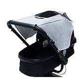 Cysocool Universal barnvagn solskydd liggdel buggy solskydd baldakin anti-UV barnvagn parasoll solskydd blockerar 99 % av UV barnvagn markis mörkläggningsgardin hjälper babytupplur | Säkerhet toppfönster
