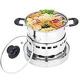 Spirit Cooker Interior with Pot Camping Stove, Camping Spirit Stove for Outdoor Picnic Fire Boiler, No Power Required in the Wild Small Pot Can Be Used for Camping,Rundherd ofen,16cm