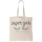 Functon+ Super Girls Don't Cry Minimal Closed Eyes Design Canvas Tote Bag Natural, Beige färg