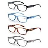 MODFANS Uppsättning läsglasögon 2,25 män kvinnor läsare med bekvämt fjädergångjärn stilfullt utseende glasögon för läsning med påse