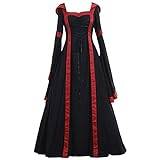 V-T75 Svart hippie viktoriansk gotisk prinsessa cosplay kostymer klänning damer lång klocka ärm spandex klänning tonåring flicka 5XL