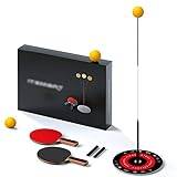 Portable Table Tennis Trainer Set, with Elastic Soft Shaft, Table Tennis Training Robot, Leisure/Decompression/Kid Indoor Outdoor Play, Black