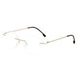 KoKoBin Round kantlösa läsglasögon superlätt titanlegering läshjälp för kvinnor och män (guld, 3,5, diopters)