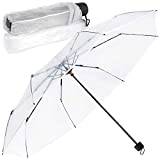 GOODS+GADGETS genomskinligt paraply transparent, vitt paraply Ø 95 cm; elegant paraply i transparent – modehöjdpunkten (1 x fickparaply), Fickparaply, 1X