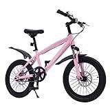TESUGN Barncykel, 18 tums barncykel, mountainbike, barncykel, cykel, ungdomscykel med justerbar sits, rosa