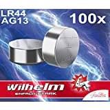 100 x Wilhelm AG13/V13GA knappcell LR44 | 165 mAh 1,5 V alkalisk 357 LR1159 bulk