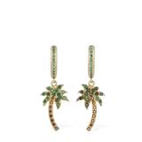 Palm Crystal & Brass Hoop Earrings