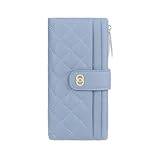 RPAEOY Plånbok dam PU-läder vikbar plånbok långformat portmonnä avtagbar handledsrem mobilfack plånbok för flickor kvinnor, blå