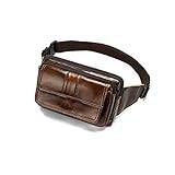 ASADFDAA Midjeväska Cowhide Men's Belt Bag Leather Belt Bag Shoulder Bag Men's Fashion Atmospheric Travel Belt Bag (Color : Red Brown)