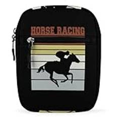 Retro häst racing team mini crossbody väska unisex stöldsäker sidoaxelväskor resa liten messengerväska