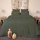 Sängkläder 240 x 220 cm bomull svart vinbär lergrön 3 delar