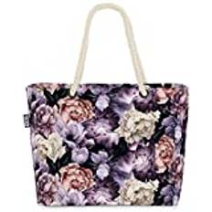 VOID lila blommor pionros strandväska Shopper 58 x 38 x 16 cm 23 L XXL shoppingväska väska resväska Beach Bag