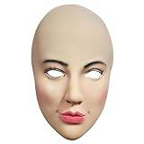 Realistisk kvinnlig mask, Halloween elastiskt pannband för kvinnlig mask med smink, latex Halloween-mask för Cosplay-kostymfestupptåg