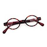 Agstum Designer små runda ovala vintage vårgångjärn läsglasögon +2.25 Leopard Frame / Red Temples