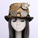 COSDREAMER Unisex steampunk topp hattar halloween kostym hatt med glasögon guld (58 cm)