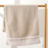 OUIPOPPO badhandduk Soft Jacquard Thick Strongly Water Absorbent Adult Bathroom Beach Towel Cotton Face Towel (Color : Champagne, Size : 34 cm by 74cm)