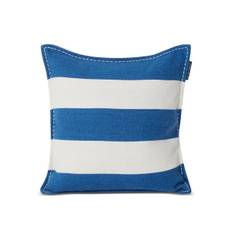Block Stripe Printed Recycled Cotton Pillow Cover Blue/White, 50x50, Lexington