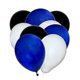 50 ballonger metallic – 27 cm – svart-blå-vit – latexballonger lämpliga för födelsedagar, barnfödelsedagar, fester, bröllop och fester, luft och helium, EU-tillverkning