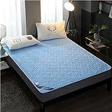 100% vattentätt madrasskydd med quiltat sängöverdrag, andningsbart sängöverdrag, ultramjukt kylande madrasskydd allergivänligt tyst,Blue-Full:120x200cm