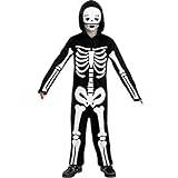 Funidelia | Maskeraddräkt självlysande skelett för pokje Skelett, Skalle, Döden, Skräck - Maskeraddräkt för barn och roliga tillbehör för fester, karneval och Halloween - Storlek 107-113 cm