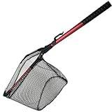 Fiske Net Delta Folding Portable Thicked Landing Net med antislip Telescopic Handle for Trout Catch Release Red