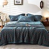 4 Delar Boho Sängkläder, Lätt Sommartäcken Med Lakan och Örngott, Estetisk Farmhouse Bedroom Bed Decor (Color : Navy blue, Size : 200 x 230 cm)