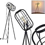 Flambeau golvlampa, vintage golvlampa av metall i svart, 1 x E27-fäste, Ø skärm 24 cm, lampa i retro/vintage-design med fotbrytare på kabel, utan glödlampa