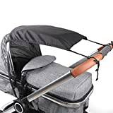 Fengzio Solsegel barnvagn universellt UV-skydd solskydd för barnvagnar, svart barnvagn solsegel med solskydd beläggning 50+ och rullgardinsfunktion barnvagn/buggy tillbehör