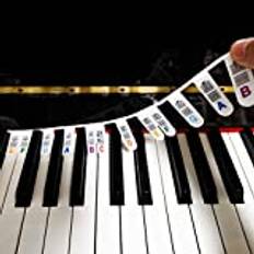 Pianoklistermärken för Nybörjare, Klaviaturklistermärken i Full Storlek 88 Tangenter Silikon du Behöver Inte Fästa Återanvändbara och Avtagbara Färgglada Piano Keyboard Labels, med Box