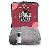 Dreamland Relaxwell Lyxig mysvärmare elektrisk överkast/filt (Intelliheat + snabb värme, 120 x 160 cm, maskintvättbar, 6 temperaturinställningar, säkerhet och 1 avtagbar kontroll) grå