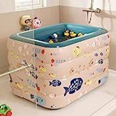Uppblåsbart badkar uppblåsbar pool för barn, fristående uppblåsbart badkar barnpool för familj, trädgård, trädgård (färg: Stil 2, storlek: 140 x 110 x 75 cm)