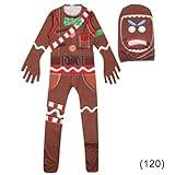 ASIEIT Halloween Gingerbread Man Förklädnadskläder med hatt Pepparkaksman Cosplay Body Unisex Nyårsfest Vuxenkläder (120)