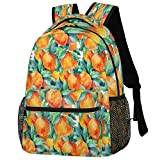 Frukt orange mönster skolryggsäck, bokväska skolväska axelväska laptopväska resor dagväskor för kvinnor tonåringar pojkar flickor, Frukt orange mönster, 11.4(L)×8(W)×16(H)inch