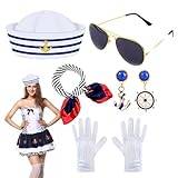 Sailor Hot | Sailor kostymset | Sjöman hatt nautiska tillbehör, sjöman kostym & nautisk kostym set, andningsbar sjöman outfit dam sjöman kostym för fin klänning