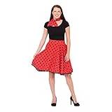 Damer vuxen rock 'N' Roll kjol kostym Rock n Roll 50-tal fin klänning cosplay röd UK storlek 10-14