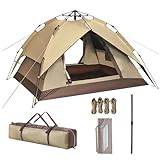 Pop-up campingtält, kupoltält, 3–4 personer familjetält med bärväska, dubbellager, familjecampingtält, lätt tält för camping, resor, vandring, utomhus (A)