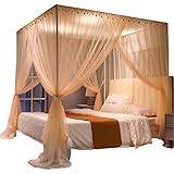 Elegant myggnät U-formad infällbar sänghimmel med tredörrars fäste i rostfritt stål för att täcka sängar, spjälsängar och hängmattor (färgjade, storlek 1,2 m)