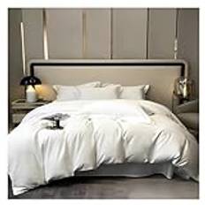 Pure Egyptian Cotton Bedding Sets Bed Linens Solid Color Sheet Pillowcase Duvet Cover Queen King, Luxury Bed in a Bag (A FLAT BED SHEET_KING 4PCS)