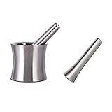 Mortar and Pestle Stainless Steel Garlic Pounder Leak Proof Cover Mortar Pot Mortar Pestle Set Polished Garlic Press Grinding Container