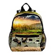 Mini ryggsäck pack väska elefantgrupp sött mode, flerfärgad, 25.4x10x30 CM/10x4x12 in, Ryggsäckar