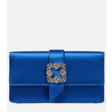 Manolo Blahnik Capri embellished satin clutch - blue - One size fits all