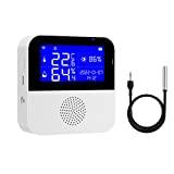 WiFi-termometer hygrometer med sond, temperaturfuktighet, termohygrometer med LCD-skärm, digital temperaturfuktighetssensor med applarm för hem, växthus, vinkällare