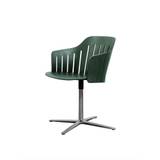 Cane-line - Choice Chair - Aluminium - Indoor - Matstol - Frame: Polished Aluminium / Seat: Dark Green - W59 x D53 x H42 cm