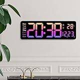 YUANGANG Digital väggklocka 40 cm digital väggklocka, med LED stor skärm bordsklocka, väckarklocka för hemmakontor (40 cm rosa lila)