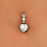 Inlaid Heart Shape Zircon Belly Button Ring Women's Fine Body Piercing Jewelry